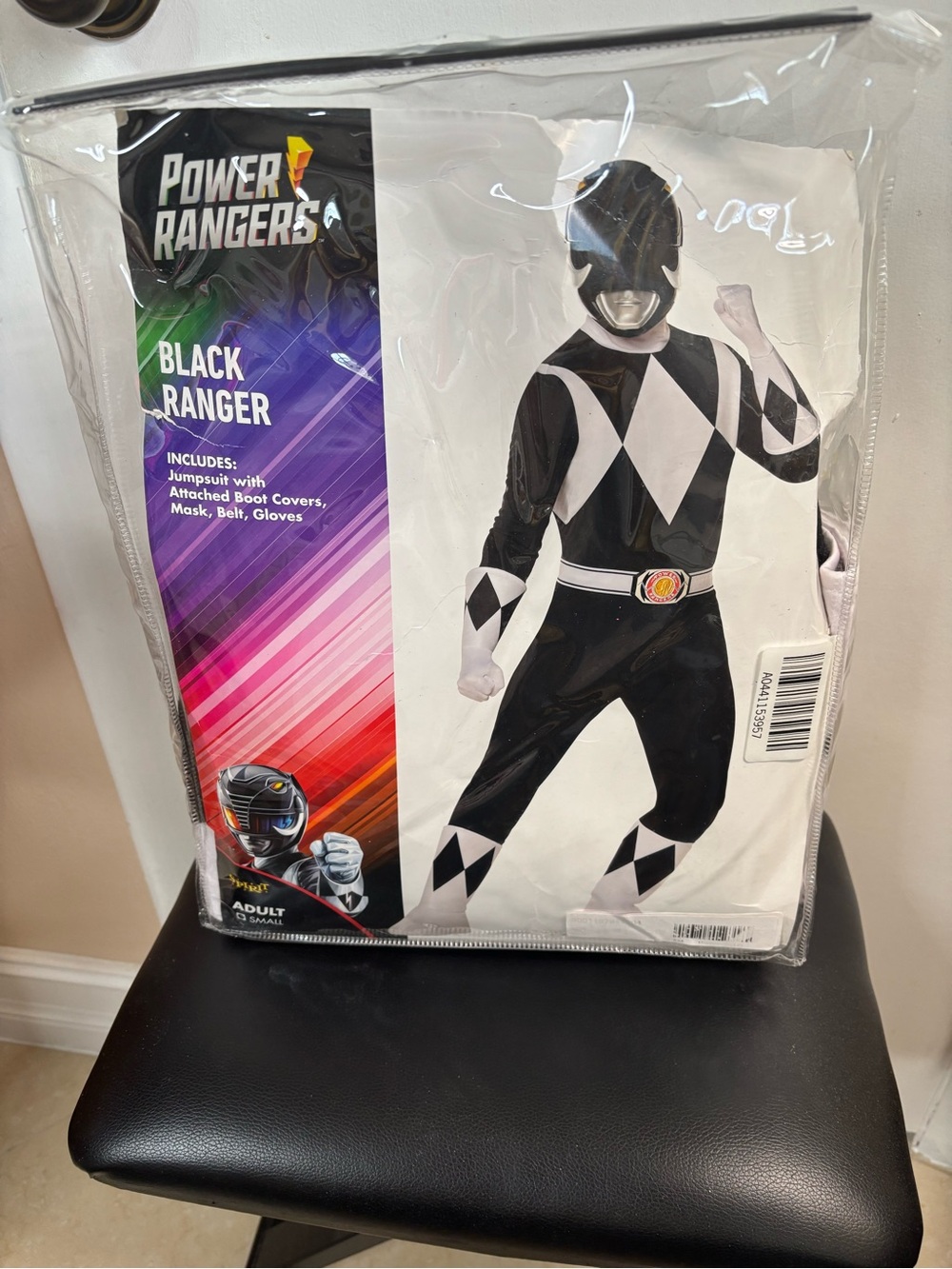 Spirit Power Rangers Black Ranger Costume - Black and White men adult size S